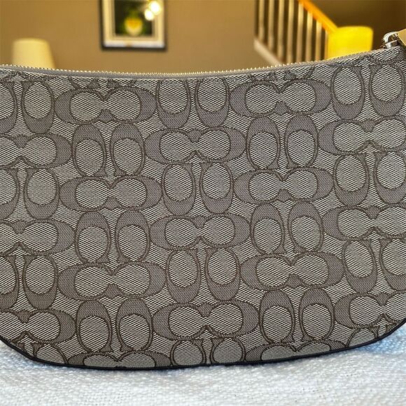 Coach Carmen Mini Crossbody Bag Brown Tan Signature Jacquard - Picture 3 of 6